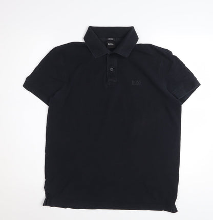 Hugo Boss Men's Black Regular Fit Cotton Polo Shirt Size M