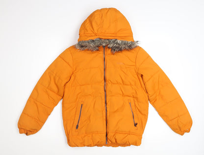 Regatta Boys Orange 11-12 Years Puffer Jacket Faux Fur Hooded Winter Coat