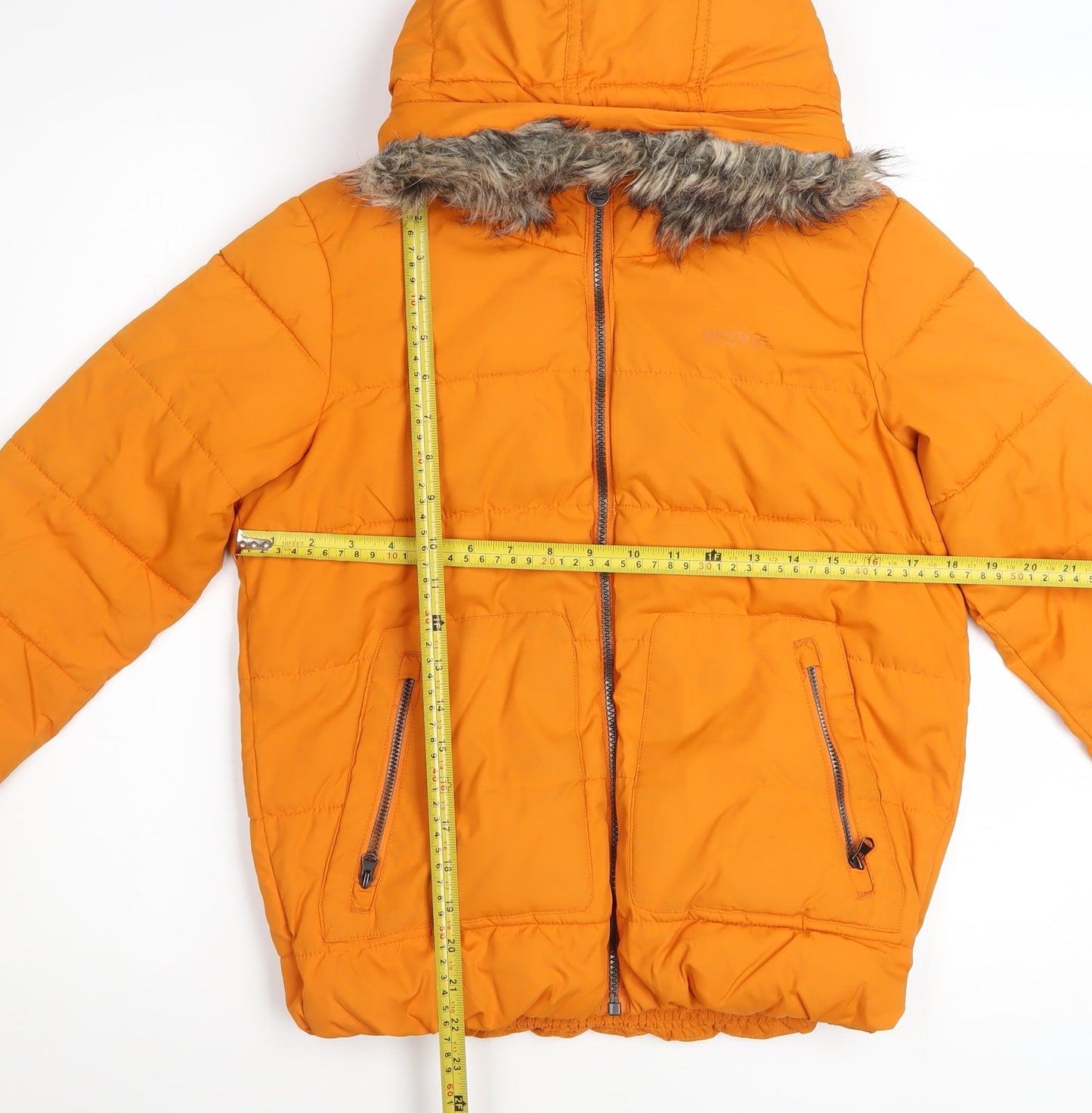 Regatta Boys Orange 11-12 Years Puffer Jacket Faux Fur Hooded Winter Coat