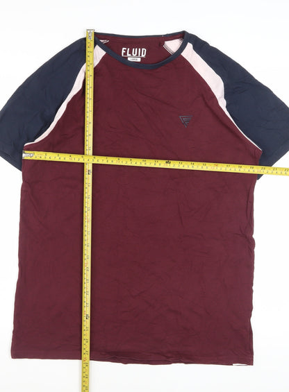 Fluid Men's Multicoloured Crew Neck Cotton T-Shirt Size L