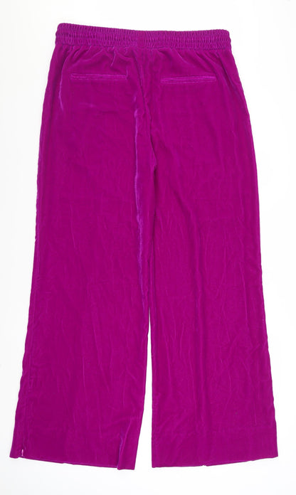 ME+EM Women's Purple Velvet Wide-Leg Trousers Size 14