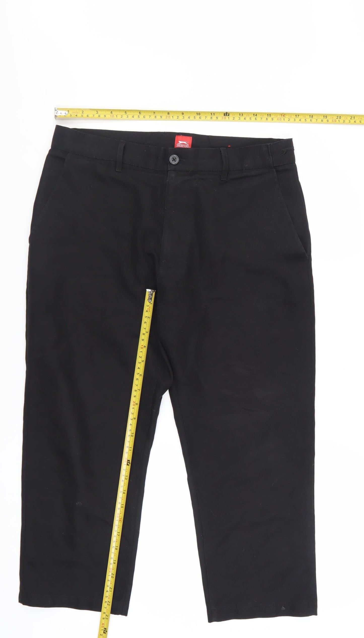 Slazenger Womens Black 32W Polyester Chino Trousers