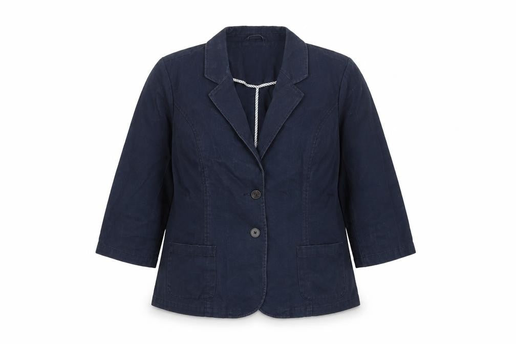 FatFace Women's Blue Cotton 3/4 Sleeve Blazer Jacket Size 18