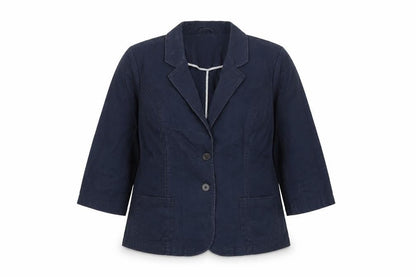 FatFace Women's Blue Cotton 3/4 Sleeve Blazer Jacket Size 18