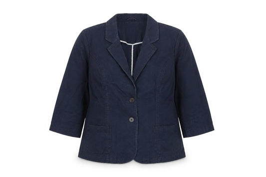 FatFace Women's Blue Cotton 3/4 Sleeve Blazer Jacket Size 18