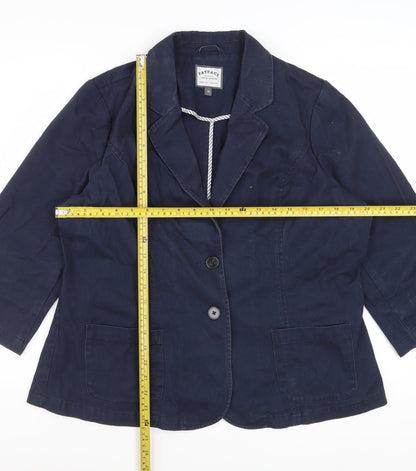 FatFace Women's Blue Cotton 3/4 Sleeve Blazer Jacket Size 18