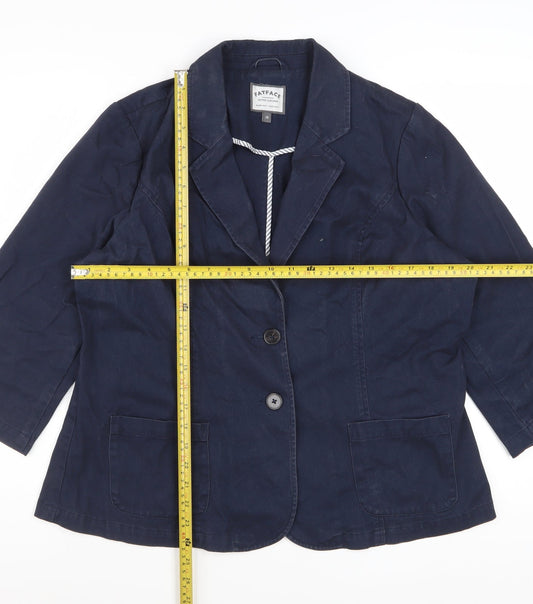 FatFace Women's Blue Cotton 3/4 Sleeve Blazer Jacket Size 18