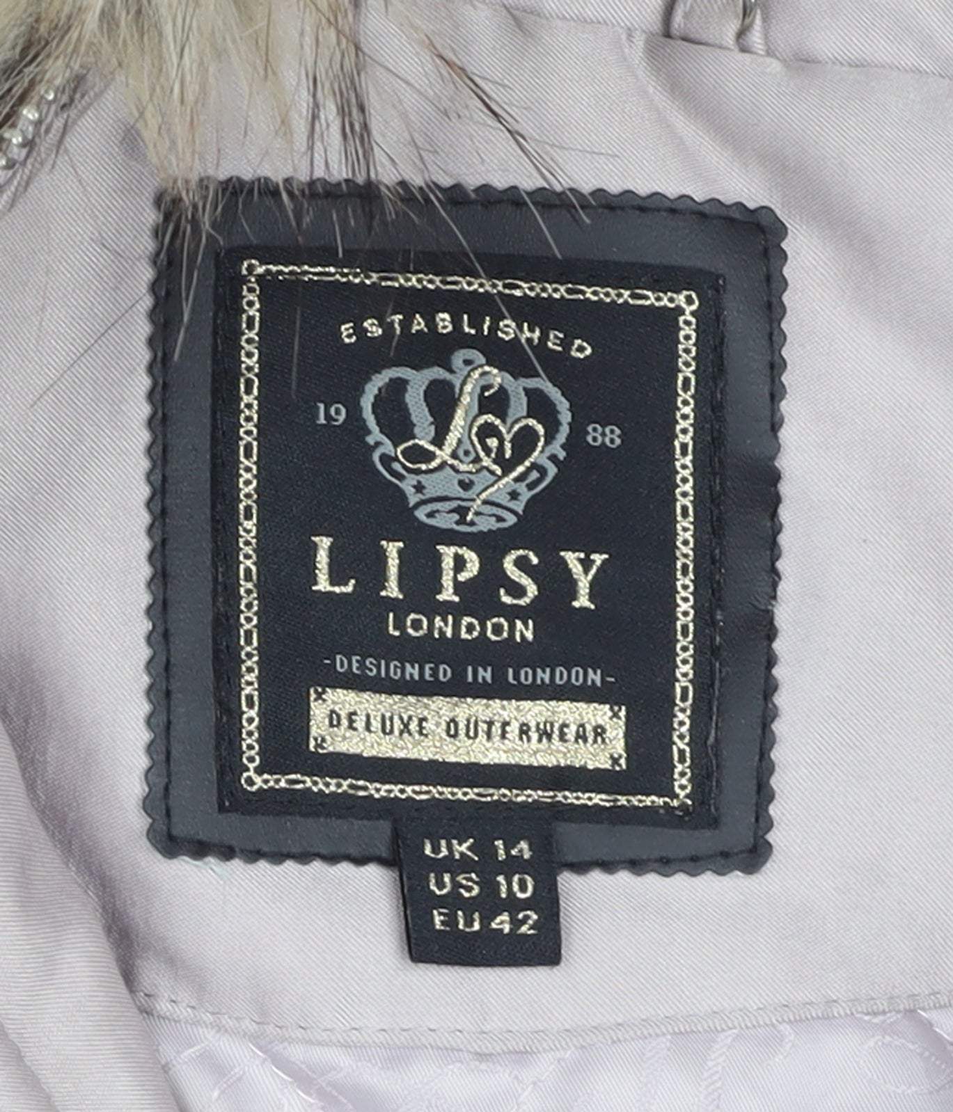 Lipsy Women’s Beige Faux Fur Hooded Parka Coat Size 14