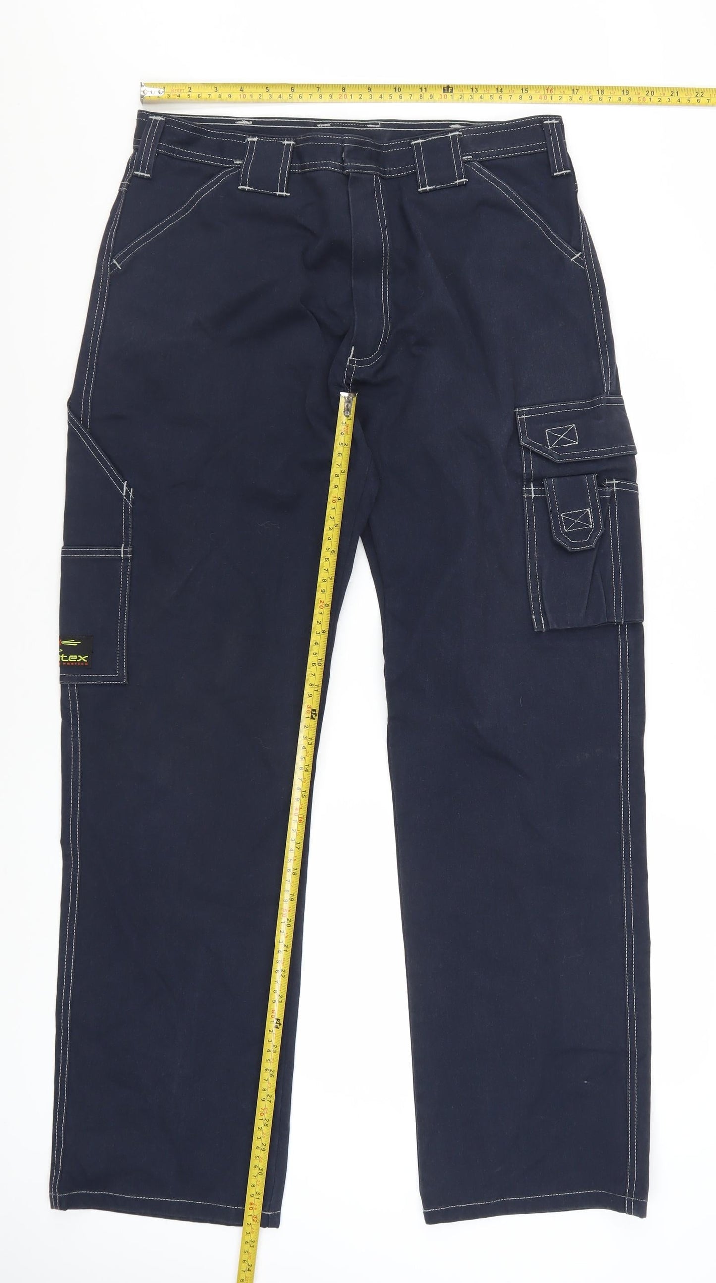 Tranemo Workwear Navy Mens Cargo Flame Resistant Trousers Size 36