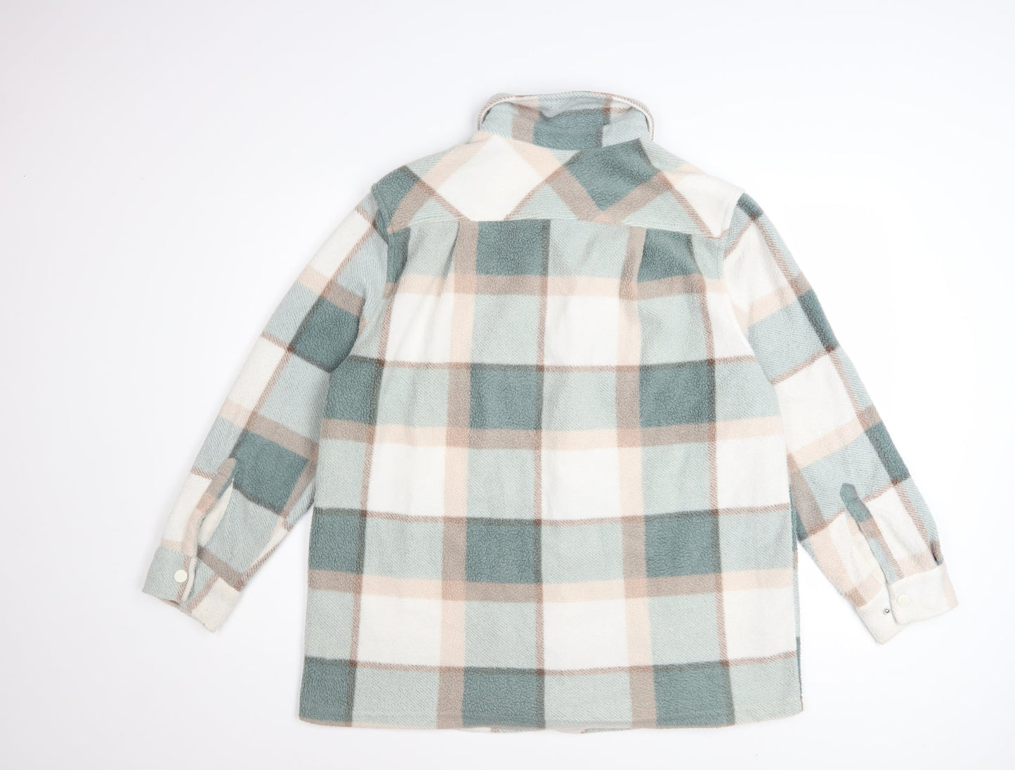 Next Womens Multicoloured Check Fleece Button-Up Tunic Shirt Size S