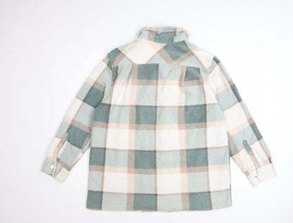 Next Womens Multicoloured Check Fleece Button-Up Tunic Shirt Size S