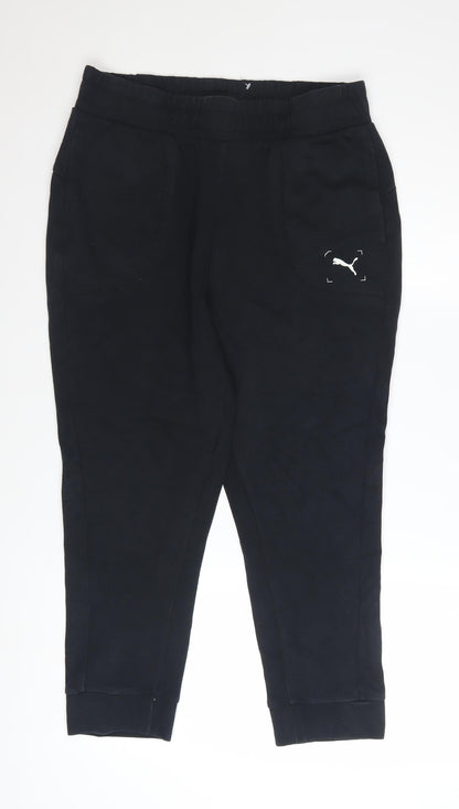 Puma Womens Black Jogger Trousers Size M Fleece Athletic Pants