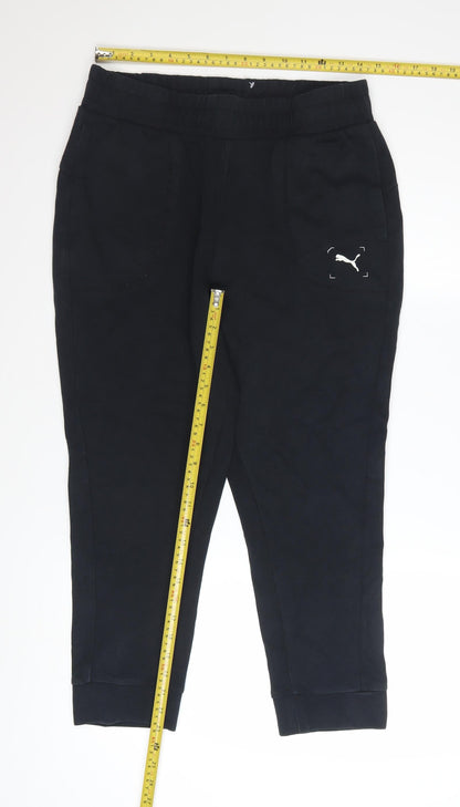 Puma Womens Black Jogger Trousers Size M Fleece Athletic Pants