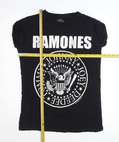 Ramones Women's Black Slim Fit Graphic T-Shirt Size 6