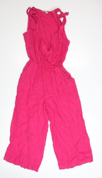 Francesca Bettini Women's Pink Linen Sleeveless Jumpsuit Size S