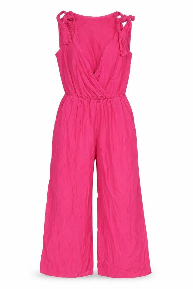 Francesca Bettini Women's Pink Linen Sleeveless Jumpsuit Size S
