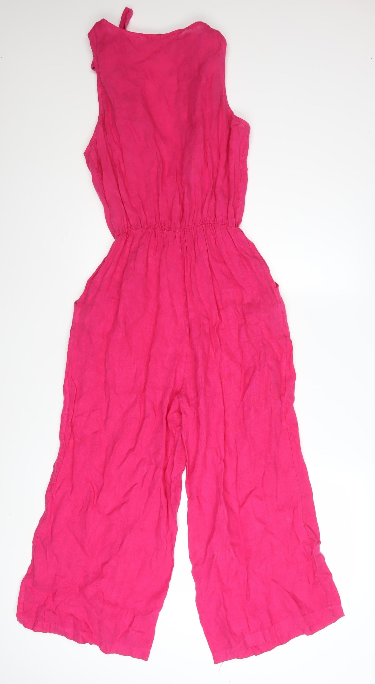 Francesca Bettini Women's Pink Linen Sleeveless Jumpsuit Size S