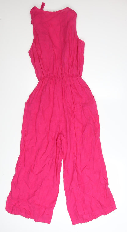 Francesca Bettini Women's Pink Linen Sleeveless Jumpsuit Size S