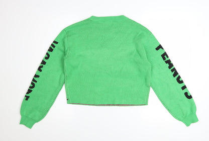 H&M Girls Green Peanuts Snoopy Pullover Jumper 12-14 Years Acrylic Knit