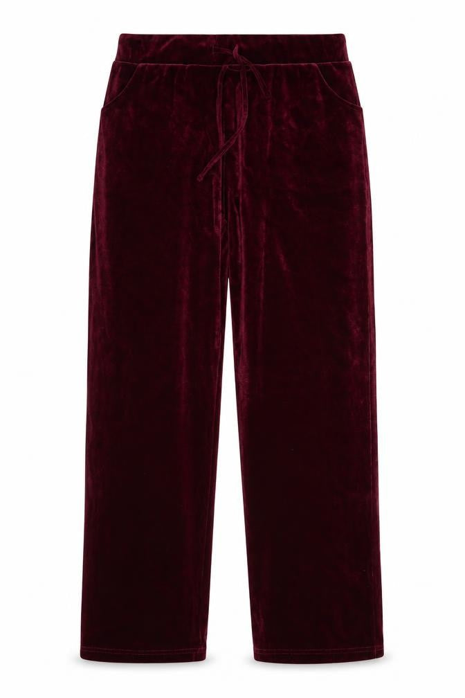Pour Moi Womens Red Velvet Drawstring Trousers Size 14