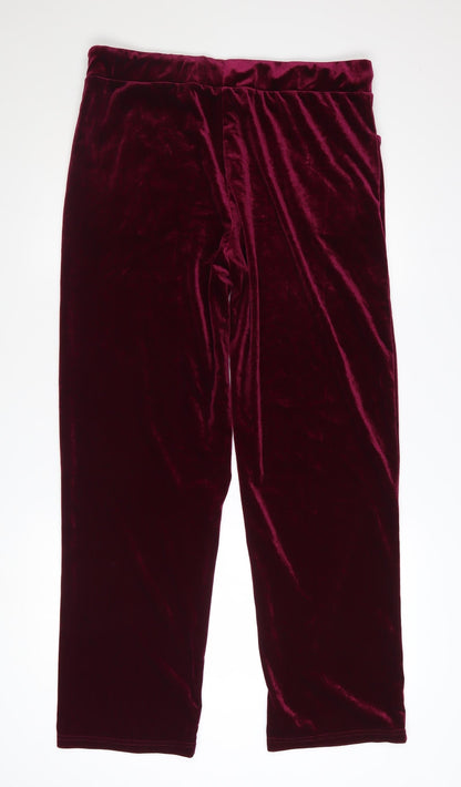 Pour Moi Womens Red Velvet Drawstring Trousers Size 14