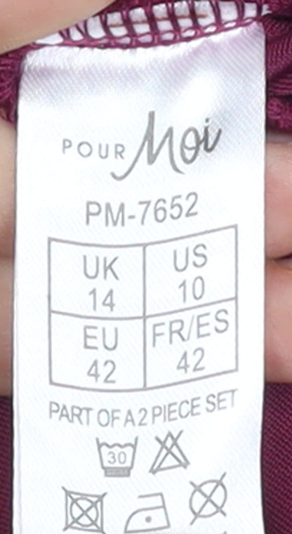 Pour Moi Womens Red Velvet Drawstring Trousers Size 14