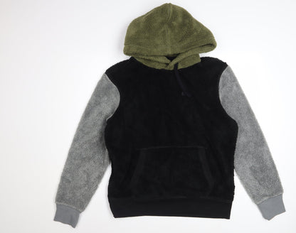 American Eagle Men's Black Grey Green Fleece Pullover Hoodie M