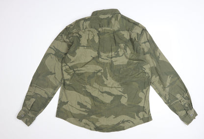 Wrangler Men's Green Camouflage Cotton Long Sleeve Button-Up Shirt Size L