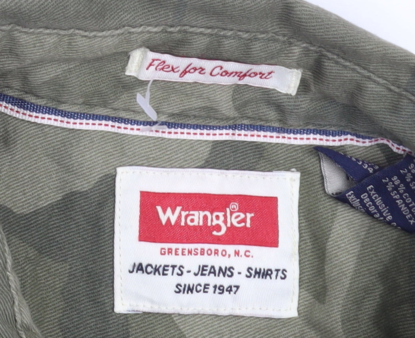 Wrangler Men's Green Camouflage Cotton Long Sleeve Button-Up Shirt Size L