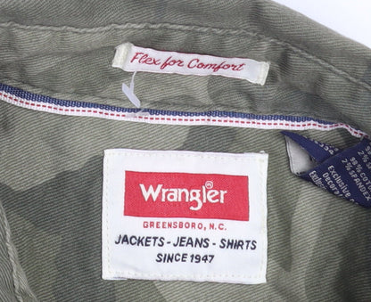 Wrangler Men's Green Camouflage Cotton Long Sleeve Button-Up Shirt Size L