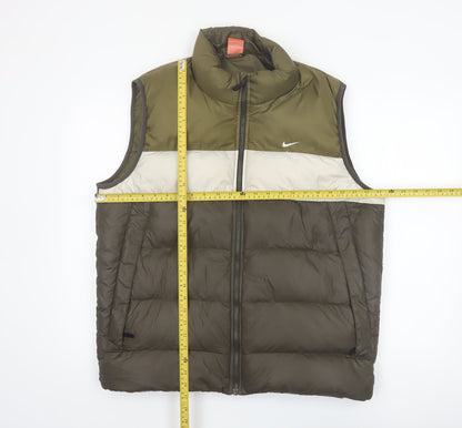 Nike Men's Green Puffer Waistcoat L Regular Outdoor Sports Vest