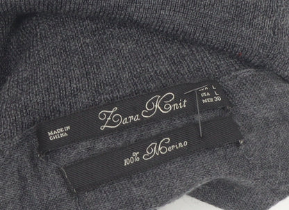 Zara Mens Grey Merino Wool Roll Neck Jumper Size L
