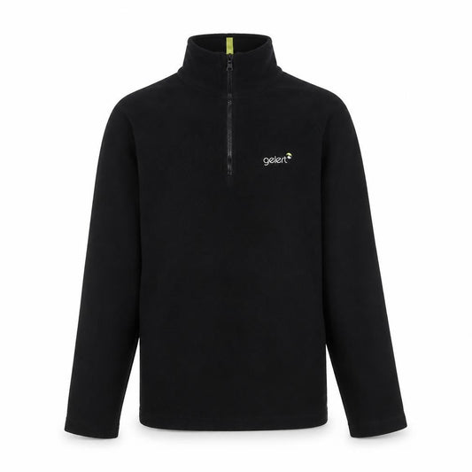 Front view of Gelert boys’ black fleece 1/2 zip sweatshirt, size 13, years 158cm