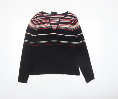 Principles Womens Multicoloured Striped V-Neck Long Sleeve Jumper Size 18