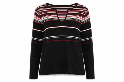 Principles Womens Multicoloured Striped V-Neck Long Sleeve Jumper Size 18