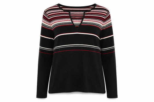 Principles Womens Multicoloured Striped V-Neck Long Sleeve Jumper Size 18