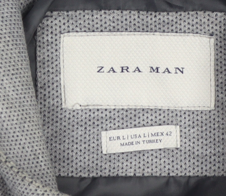 Zara Man Grey Bomber Jacket Men's L 42in Polyester Cotton