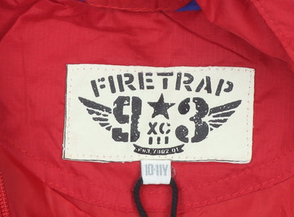 Firetrap Boys Red Hooded Full Zip Windbreaker Jacket 10-11 Years