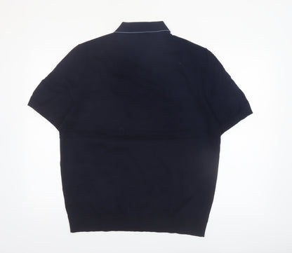 Marks and Spencer Men's Blue Cotton Polo Shirt Size L