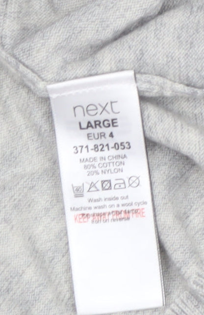 Next Men's Grey Cotton V-Neck Jumper Size L Lightweight Knit