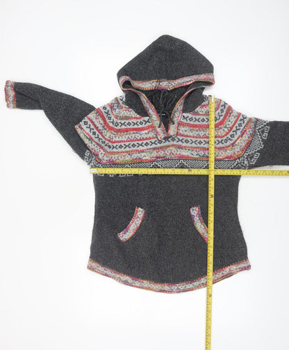 Roman Womens Grey Fair Isle Hooded Pullover Jumper Size 12
