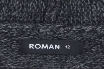 Roman Womens Grey Fair Isle Hooded Pullover Jumper Size 12