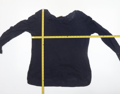 Massimo Dutti Women's Blue Linen Long Sleeve Basic Top Size 14