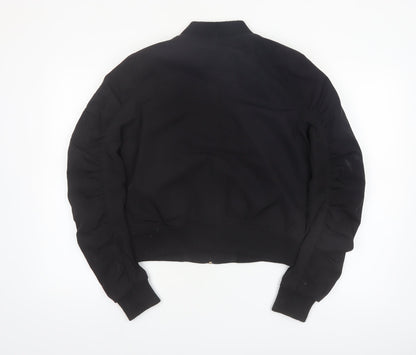 Papaya Womens Black Bomber Jacket Size 12 Faux Fur Lined