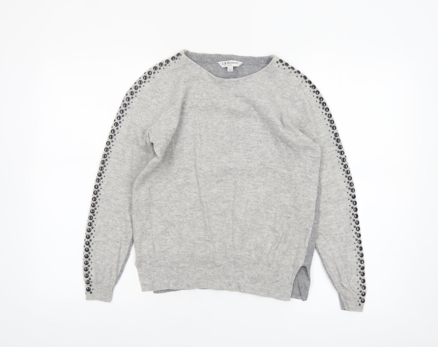 L.K. Bennett Women’s Grey Wool Cashmere Studded Pullover Jumper S