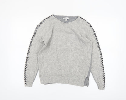 L.K. Bennett Women’s Grey Wool Cashmere Studded Pullover Jumper S