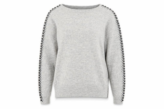 Front view of L.K. Bennett Women’s Grey Wool Cashmere Studded jumper S