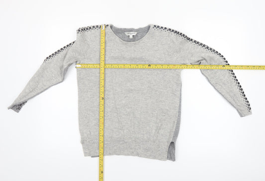 L.K. Bennett Women’s Grey Wool Cashmere Studded Pullover Jumper S