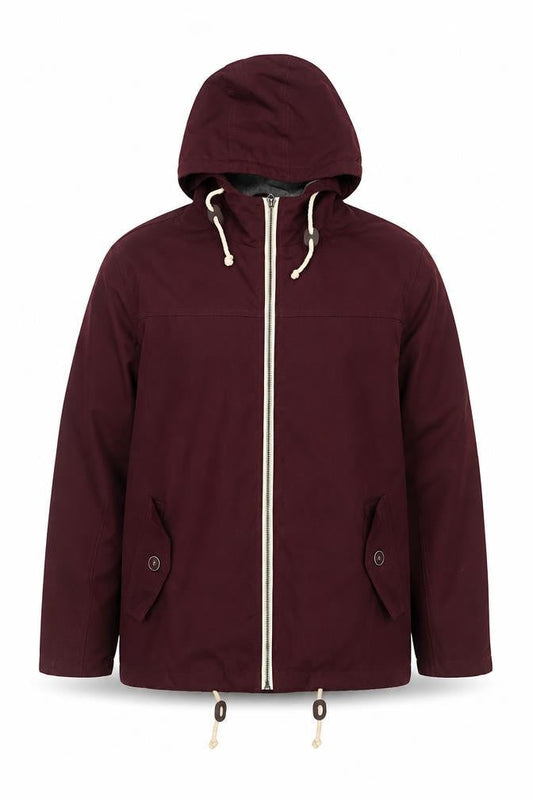 Brave Soul Men's Red Hooded Parka Jacket Size M Lined Zip Casual
