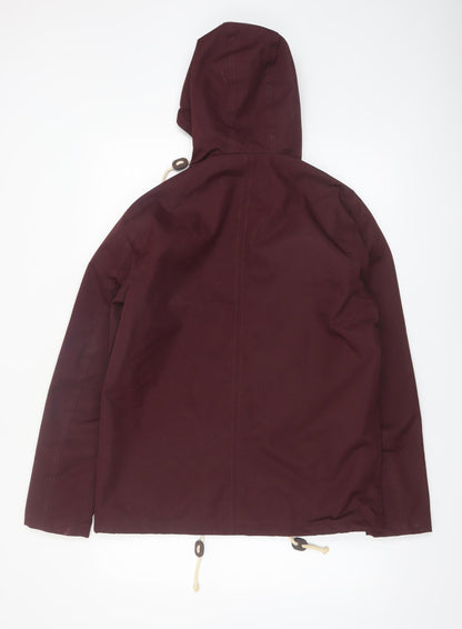 Brave Soul Men's Red Hooded Parka Jacket Size M Lined Zip Casual